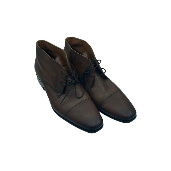 Florsheim Boots Mens 13 Brown Ankle Lace Up Cap Toe Leather